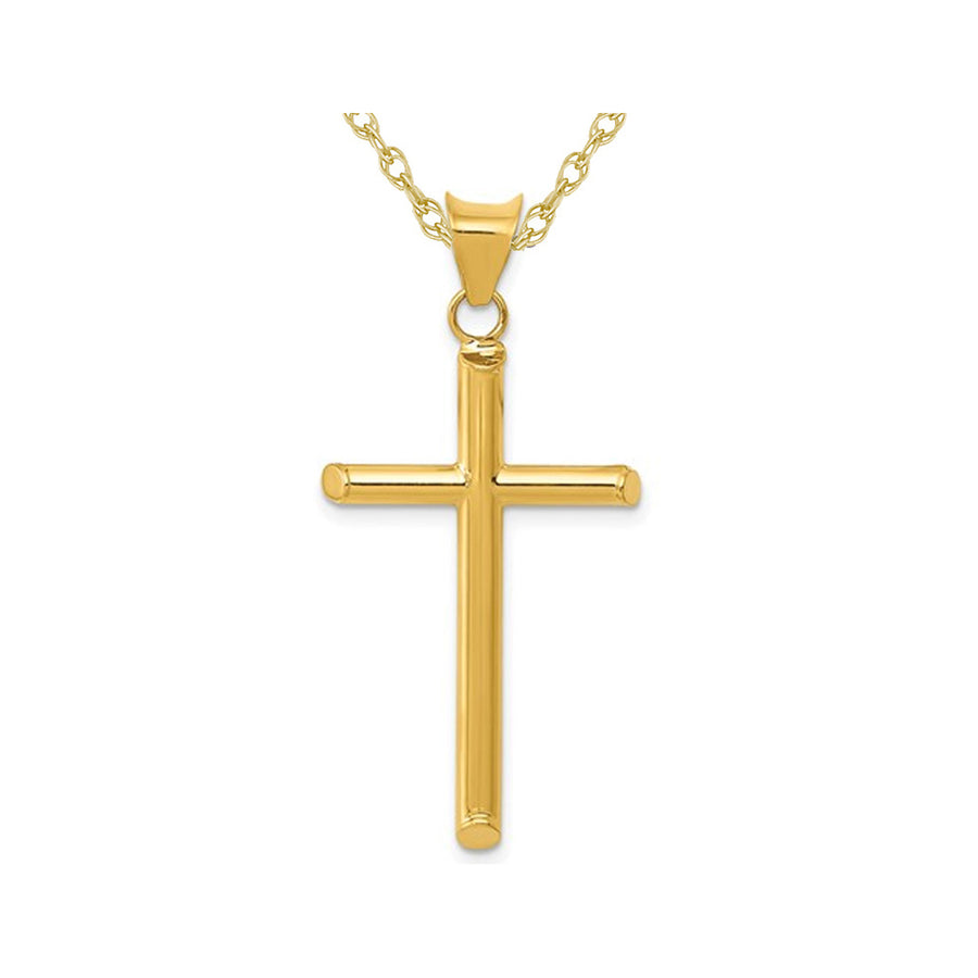 14K Yellow Gold Cross Pendant Necklace with Chain (1 /14 inch) Image 1