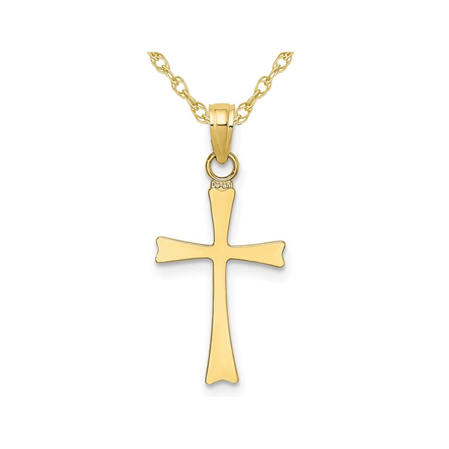 10K Yellow Gold Polished Cross Pendant Necklace with Chain Image 1