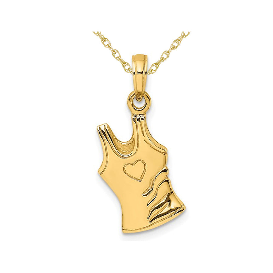 14K Yellow Gold Tank-Top Shirt Charm Pendant Necklace with Chain Image 1