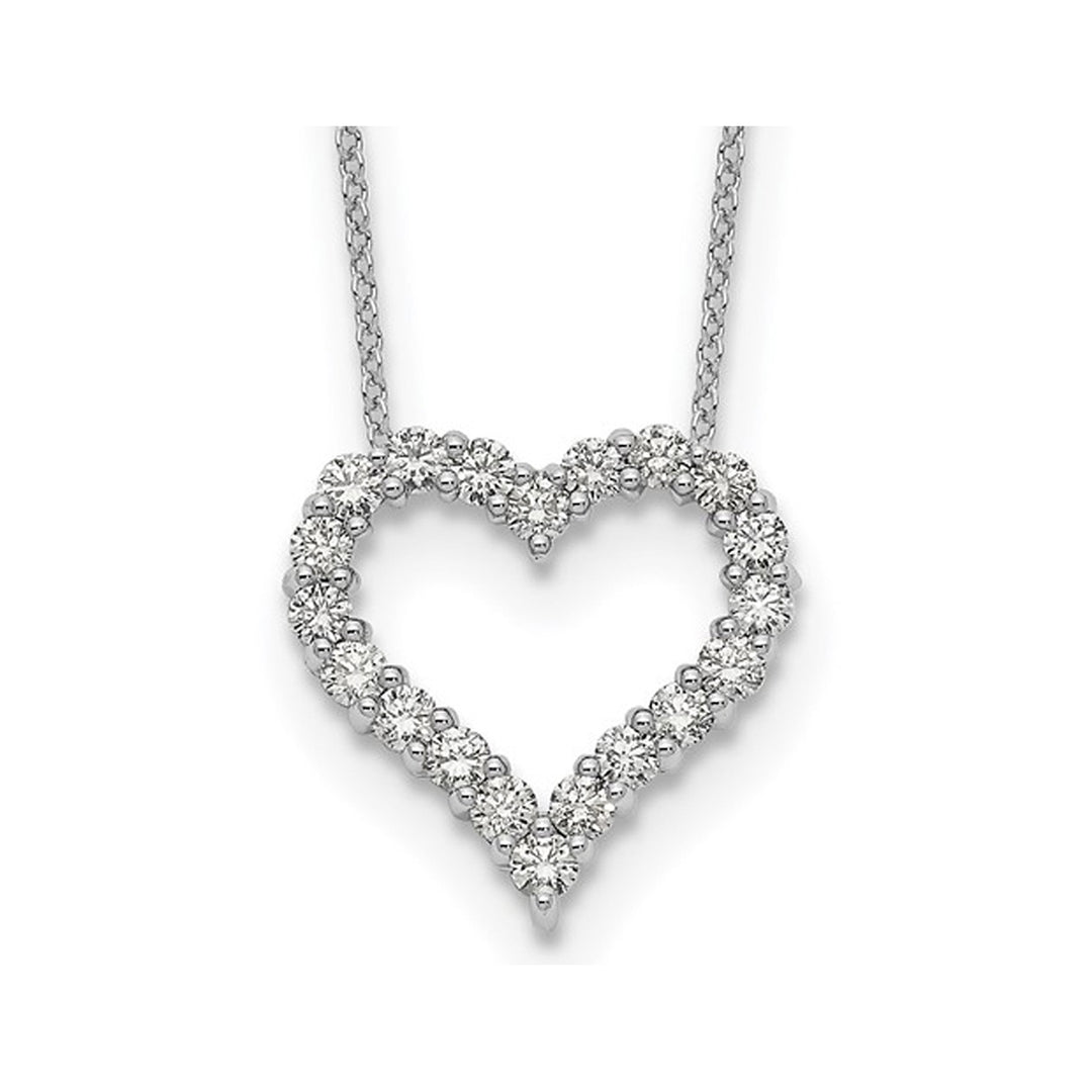 1.00 Carat (ctw VS1-VS2E-F) Lab-Grown Diamond Heart Pendant Necklace in 14K White Gold with Chain Image 1