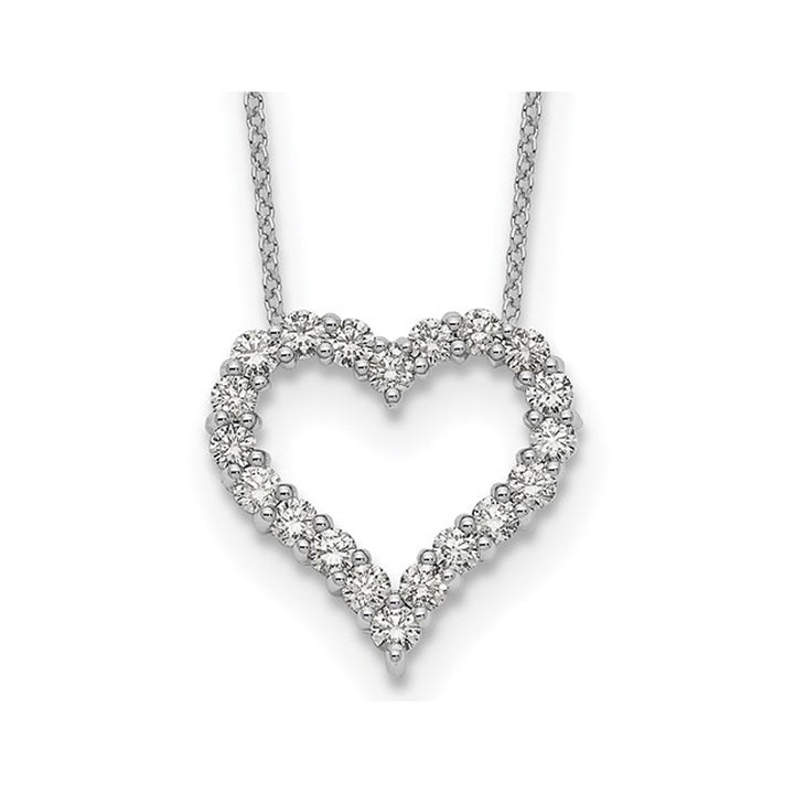 1.00 Carat (ctw VS1-VS2E-F) Lab-Grown Diamond Heart Pendant Necklace in 14K White Gold with Chain Image 1