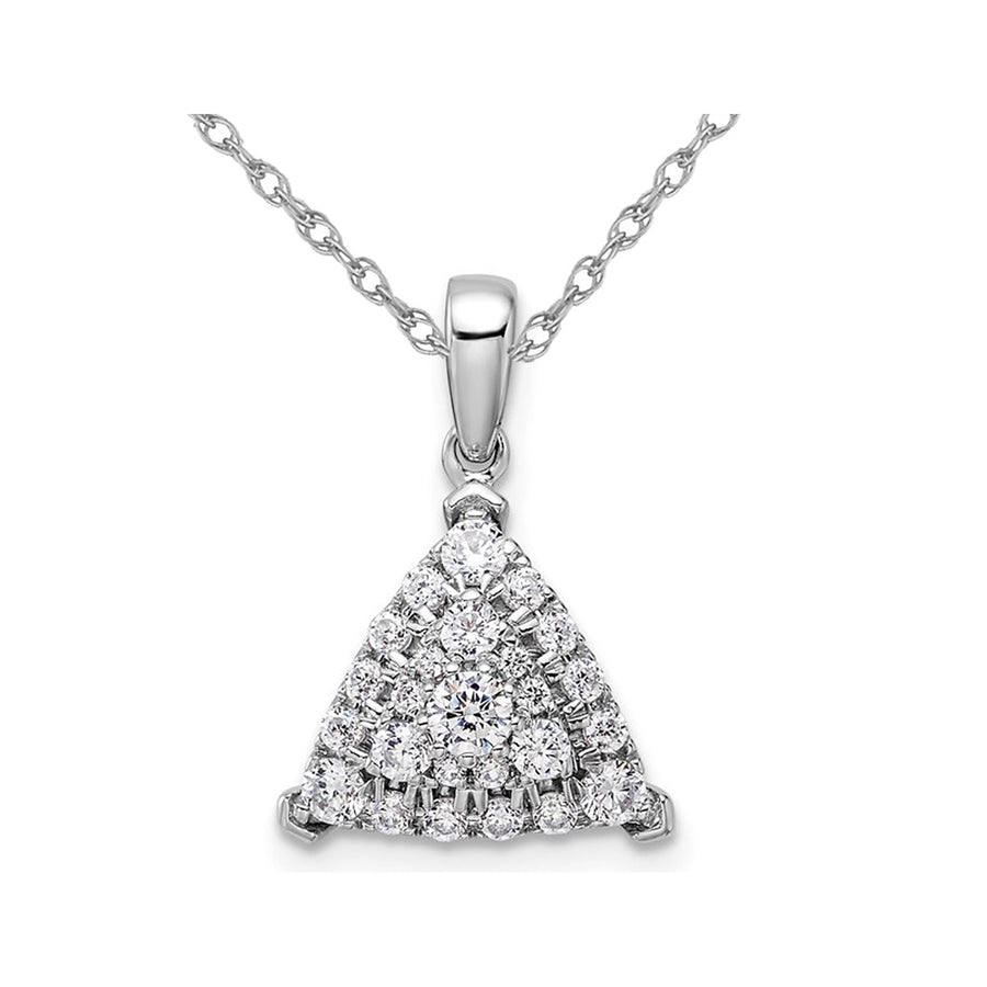 1/2 Carat (ctw) Lab-Grown Diamond Triangle Cluster Pendant Necklace in 14K White Gold with Chain Image 1