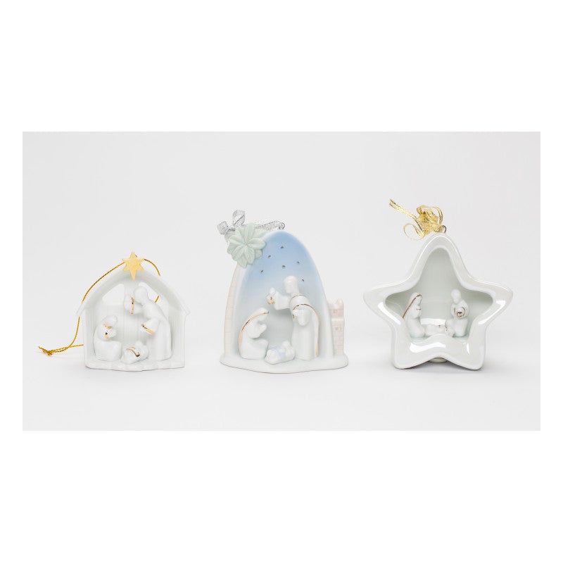 Ceramic Nativity Scene Ornaments Set of 3 Handmade Christmas Gift Image 2