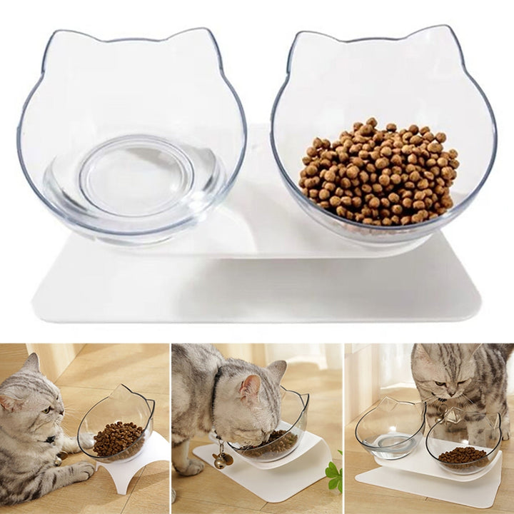 1,2 PCS Bowl Oblique Mouth Double Bowl Drinking Food Bowl Neck-protection Pet Bowl Cat Supplies Dog Puppy Image 1
