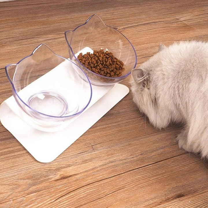 1,2 PCS Bowl Oblique Mouth Double Bowl Drinking Food Bowl Neck-protection Pet Bowl Cat Supplies Dog Puppy Image 4