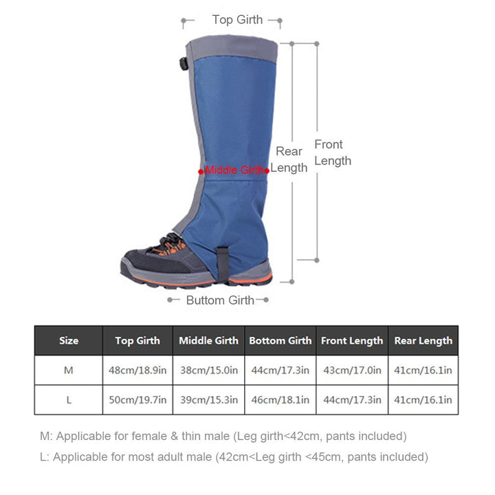 1 Pair Waterproof Leg Gaiters Women Men Boot Legging Gaiter Cover Leg Protection Guard for Skiing Hiking Climbing Image 3