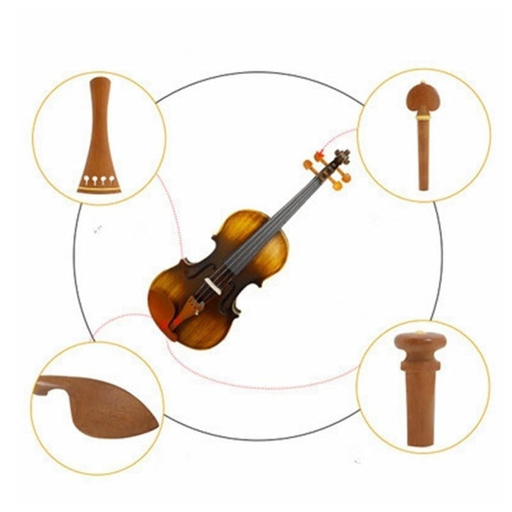 1 Set Jujube Wood Tuner Pegs Polished Ebony Fiddle Pegs Violin Parts for 4,4 Violin Image 4