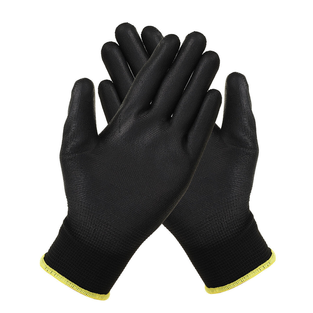 12 Pairs Nylon PU Palm Coated Protectors Works Gloves Motorcycle Anti-Static Replace S/M/L Image 1