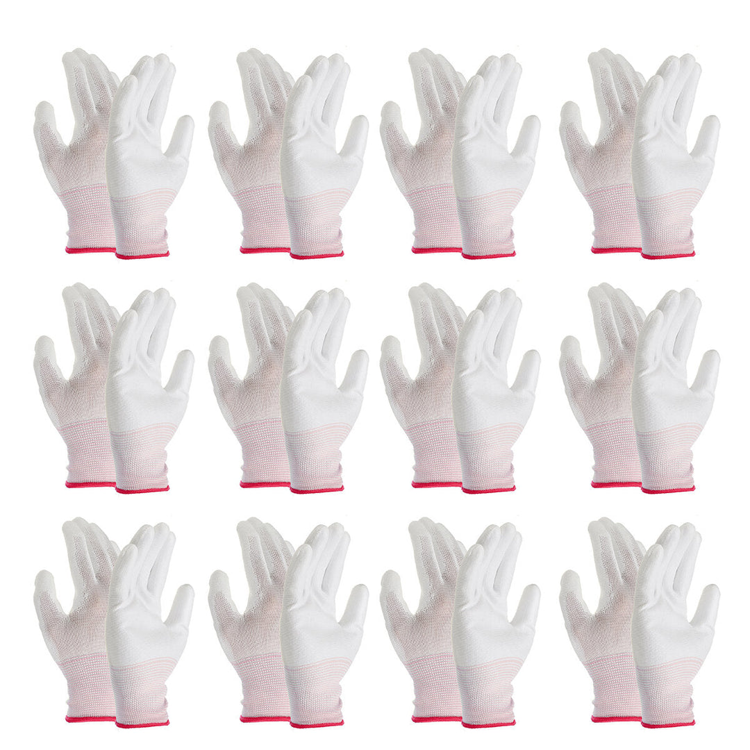 12 Pairs Nylon PU Palm Coated Protectors Works Gloves Motorcycle Anti-Static Replace S/M/L Image 2