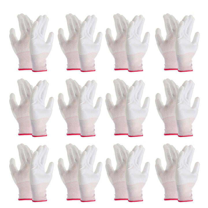 12 Pairs Nylon PU Palm Coated Protectors Works Gloves Motorcycle Anti-Static Replace S/M/L Image 2