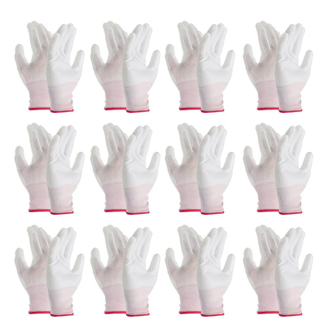 12 Pairs Nylon PU Palm Coated Protectors Works Gloves Motorcycle Anti-Static Replace S/M/L Image 1