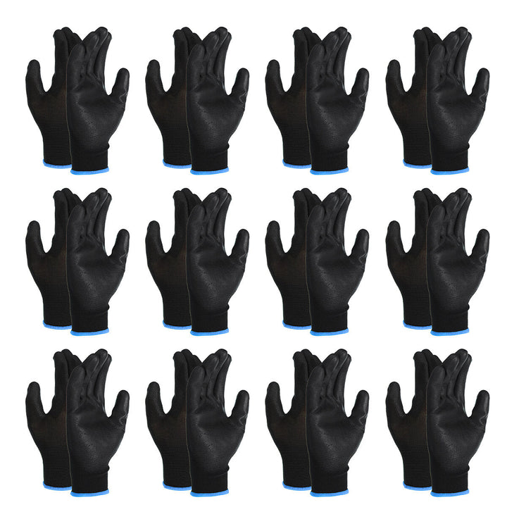 12 Pairs Nylon PU Palm Coated Protectors Works Gloves Motorcycle Anti-Static Replace S/M/L Image 3