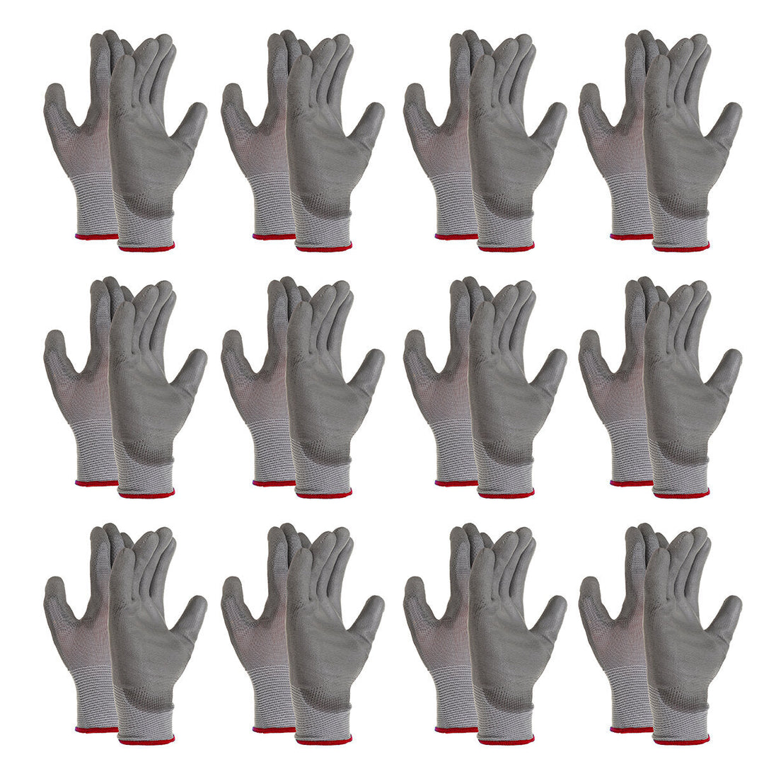 12 Pairs Nylon PU Palm Coated Protectors Works Gloves Motorcycle Anti-Static Replace S/M/L Image 4