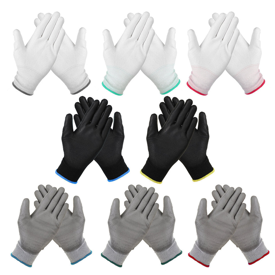 12 Pairs Nylon PU Palm Coated Protectors Works Gloves Motorcycle Anti-Static Replace S/M/L Image 6