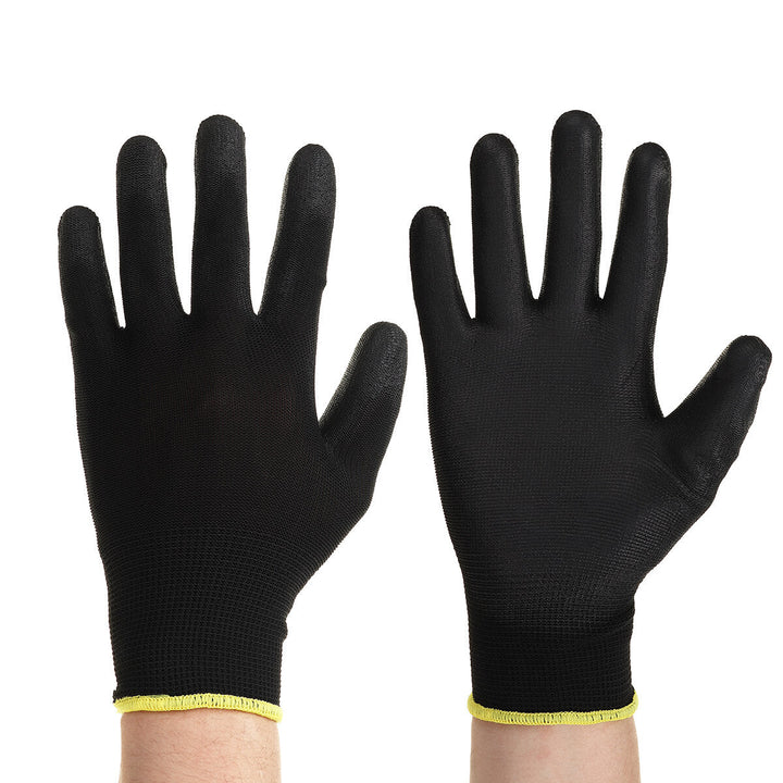 12 Pairs Nylon PU Palm Coated Protectors Works Gloves Motorcycle Anti-Static Replace S/M/L Image 9