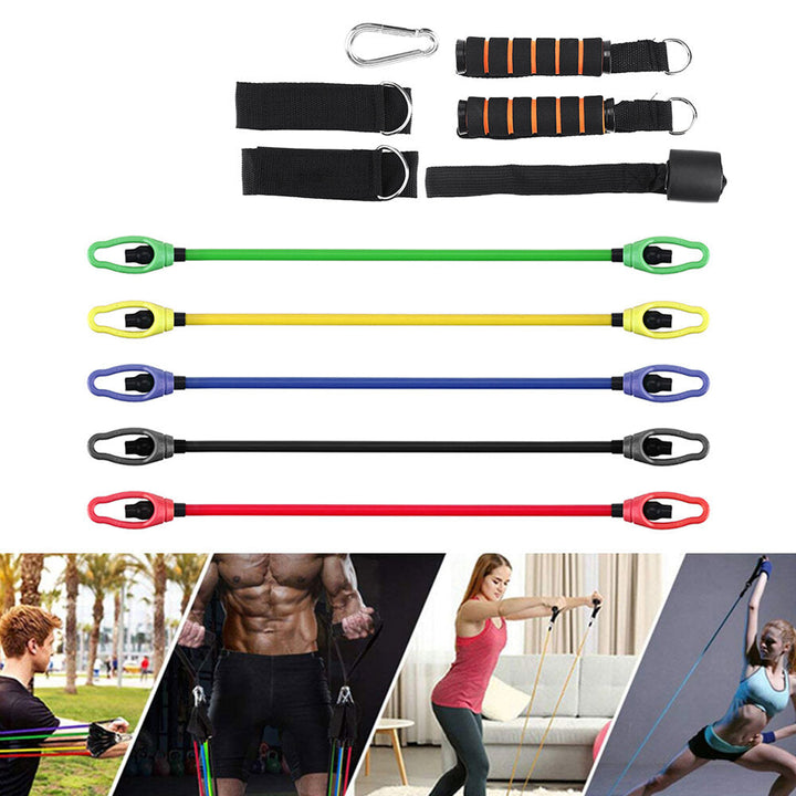 11 Pcs Fitness Resistance Bands Set Pilates Pull Rope Exercises Elastic Band Image 2