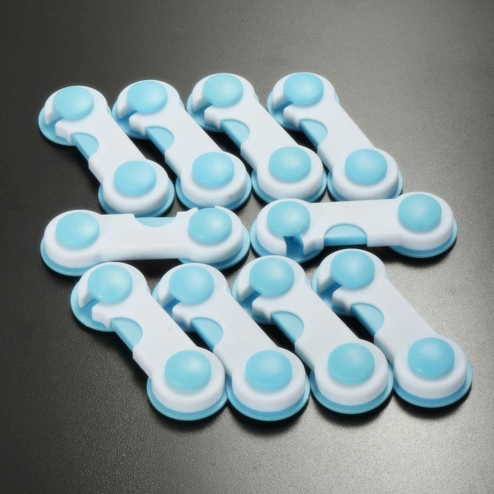 10Pcs Safe Lock BlueandWhite Plastic for Cupboard Door Drawers Security with Glue Image 8