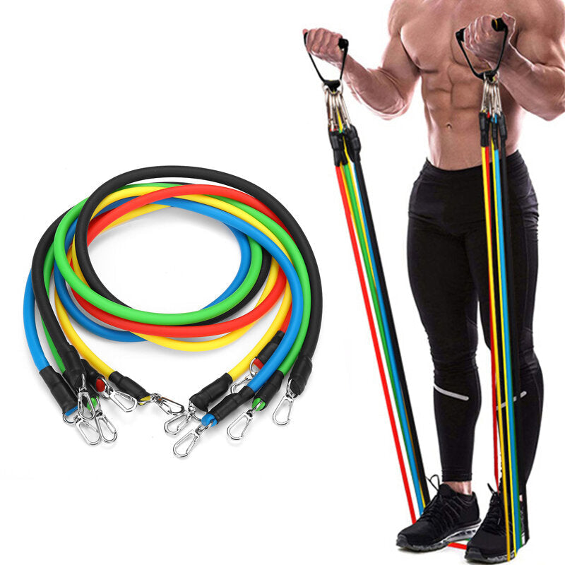 11pc Multi-functional Resistance Bands Set Home Fitness Stretch Training Yoga Elastic Pull Rope Image 2