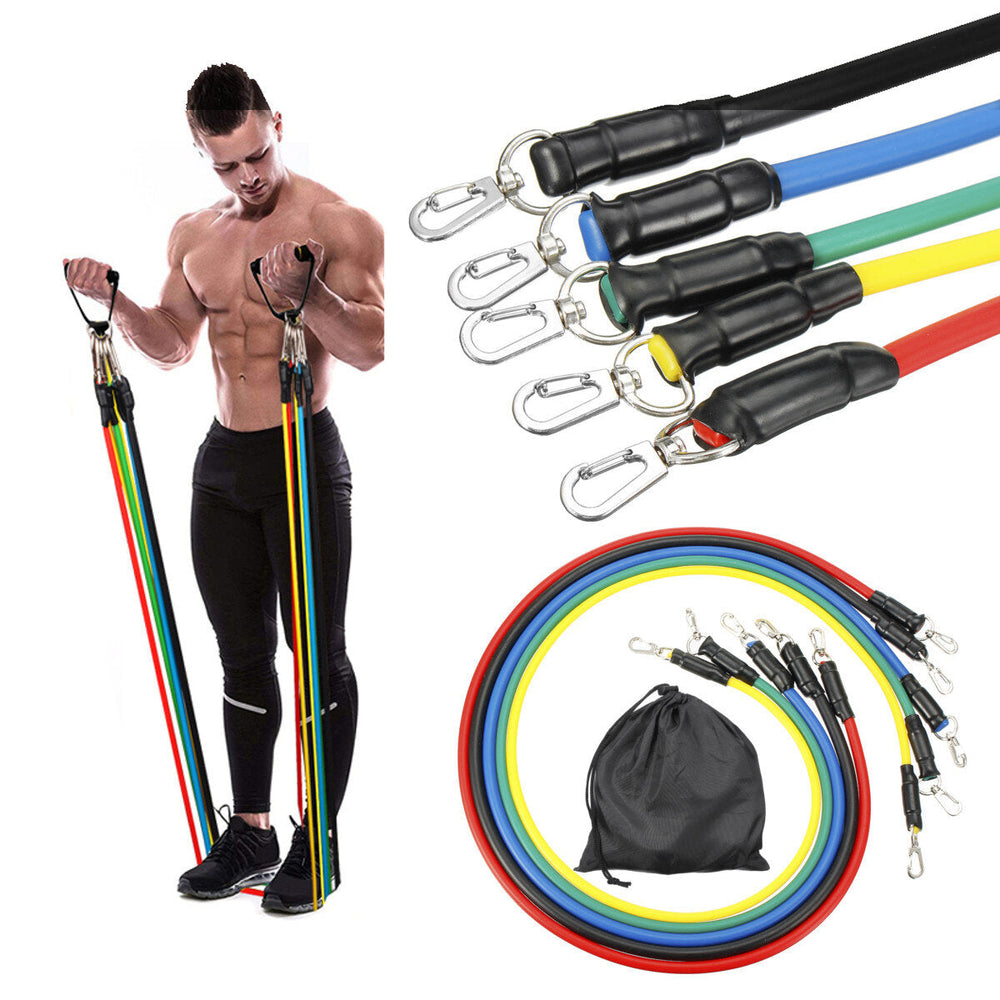 11pc,Set 10-30LBS Resistance Bands Workout Exercise Fitness Yoga Loop Belt Elastic Stretch Band Image 2