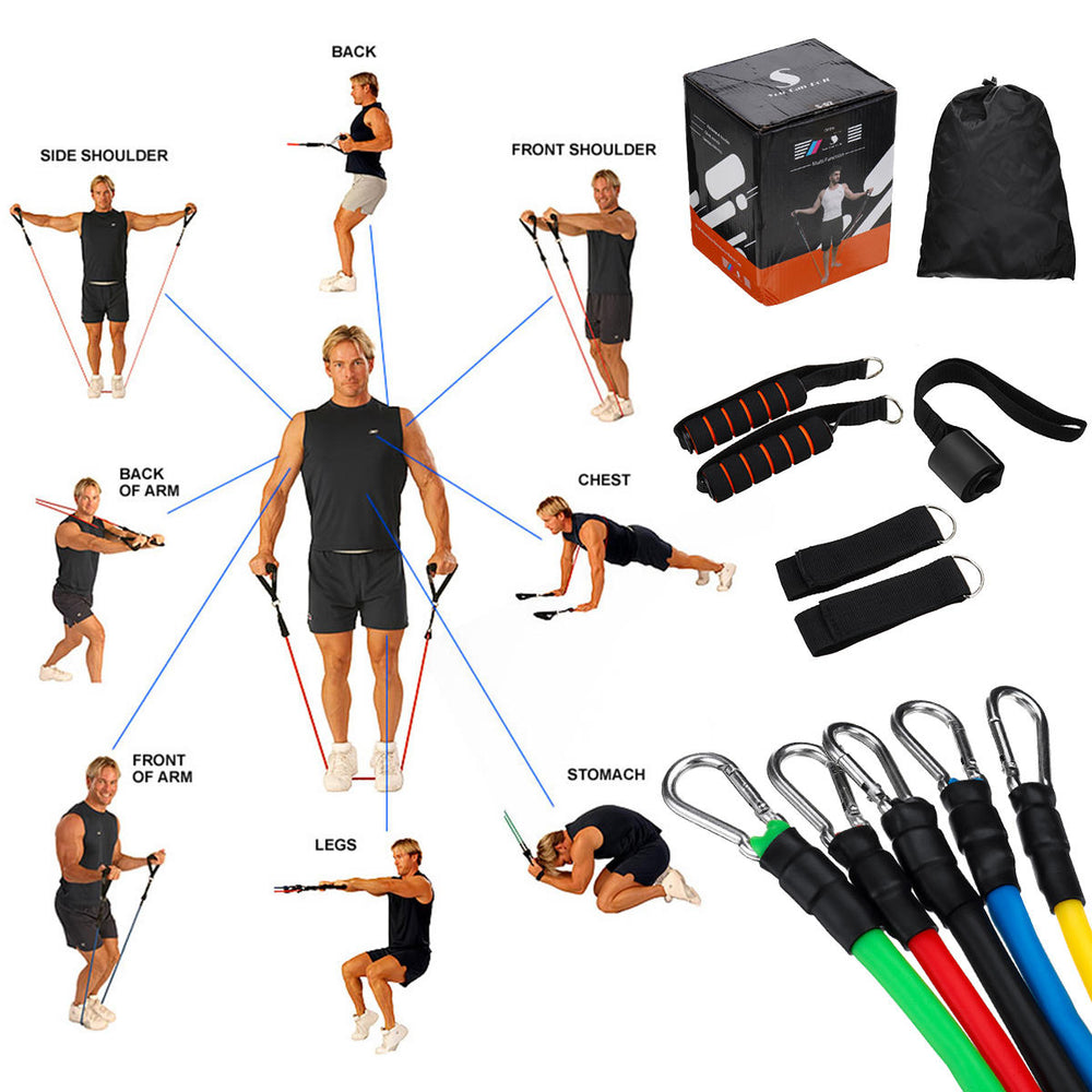 11pc,set Fitness Resistance Bands Sports Gym Training Yoga Band Image 2