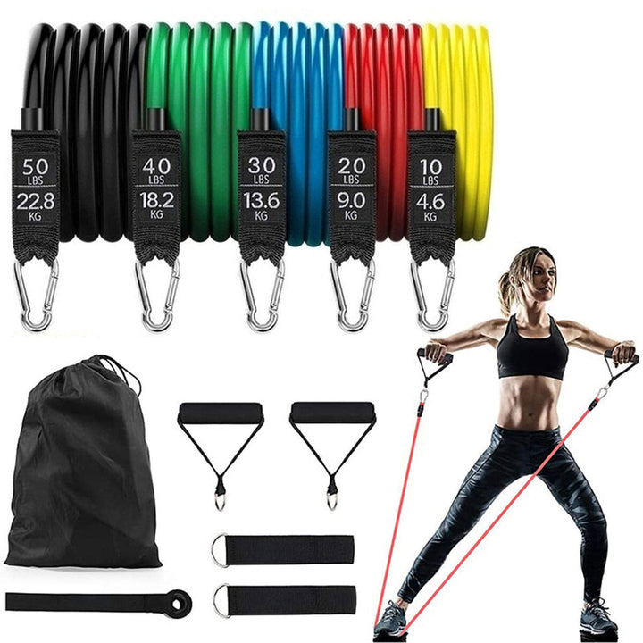 11pc,Set 150lbs Latex Resistance Bands Home Gym Training Exercise Pull Rope Expander Fitness Equipment Image 6