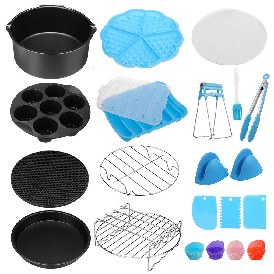 17Pcs 7/8/9 Air Fryer Accessories Set Non-stick Frying Cage Dish Baking Pan Image 1