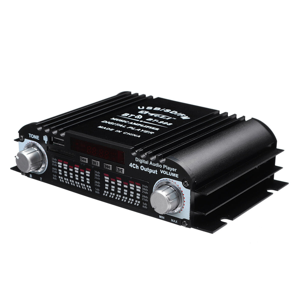 12V Car Mini HIFI Digital bluetooth Audio Power Amplifier Four Channel Output with Remote Control Image 2