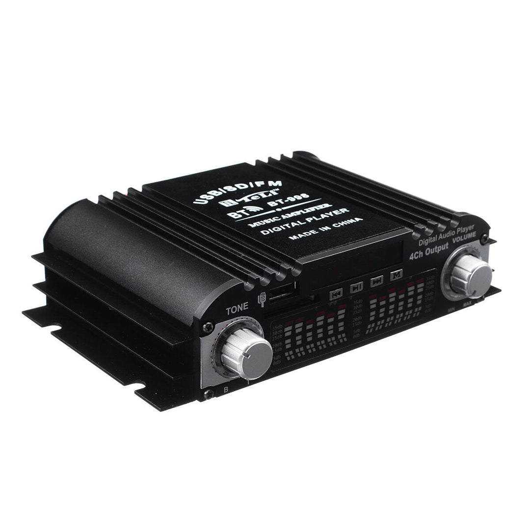 12V Car Mini HIFI Digital bluetooth Audio Power Amplifier Four Channel Output with Remote Control Image 3