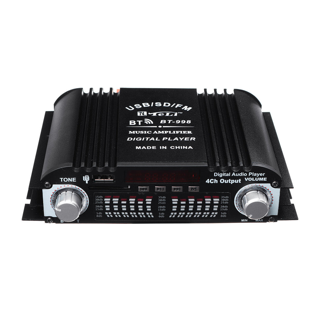 12V Car Mini HIFI Digital bluetooth Audio Power Amplifier Four Channel Output with Remote Control Image 4