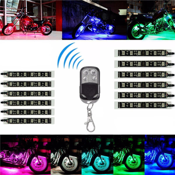 12x LED Remote Wireless Neon Light Strips Kit For Car Truck Lorry Boat Motor Bike Image 7