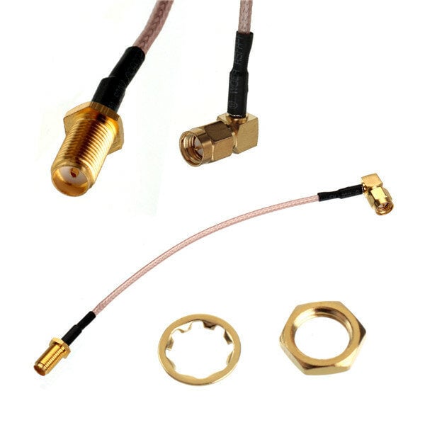 15cm SMA Female Bulkhead To SMA Male RA Plug Right Angle Pigtail Cable RG316 Image 1