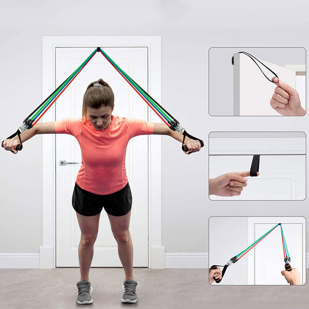 15Pcs Exercise Resistance Bands Set Fitness Latex Yoga Elastic Band Home Gym Training Image 4