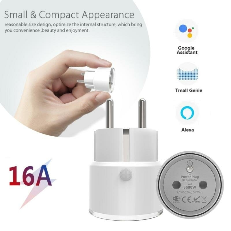 16A Mini Smart Plug WiFi Smart Socket FR Plug Type Power Monitor Wireless Control Compatible Alexa Google Home Image 1
