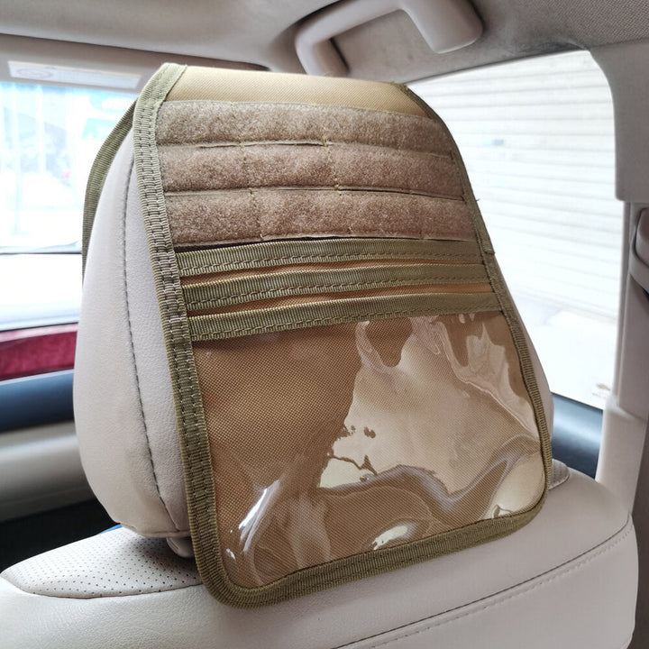 2-in-1 600D Polyester Car Seat Organizer Multi-Pocket Seat Head Cover Cushion Tactical Storage Bag Image 3