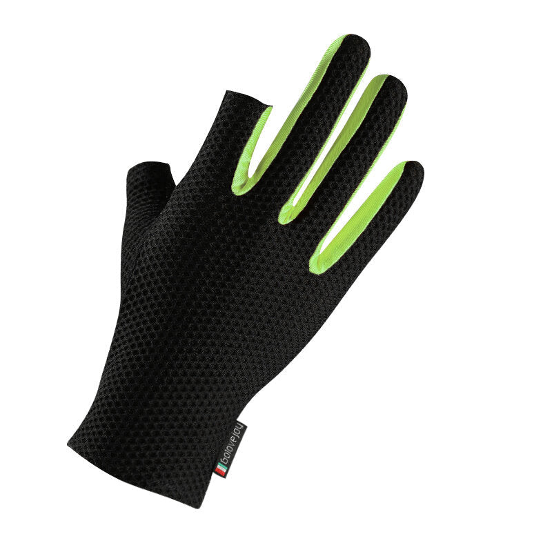 2 Cut Finger Anti-Slip Ice Silk Fishing Motorcycle Scooter Gloves Waterproof Breathable Image 3