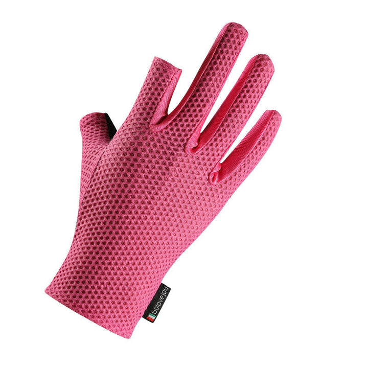2 Cut Finger Anti-Slip Ice Silk Fishing Motorcycle Scooter Gloves Waterproof Breathable Image 4