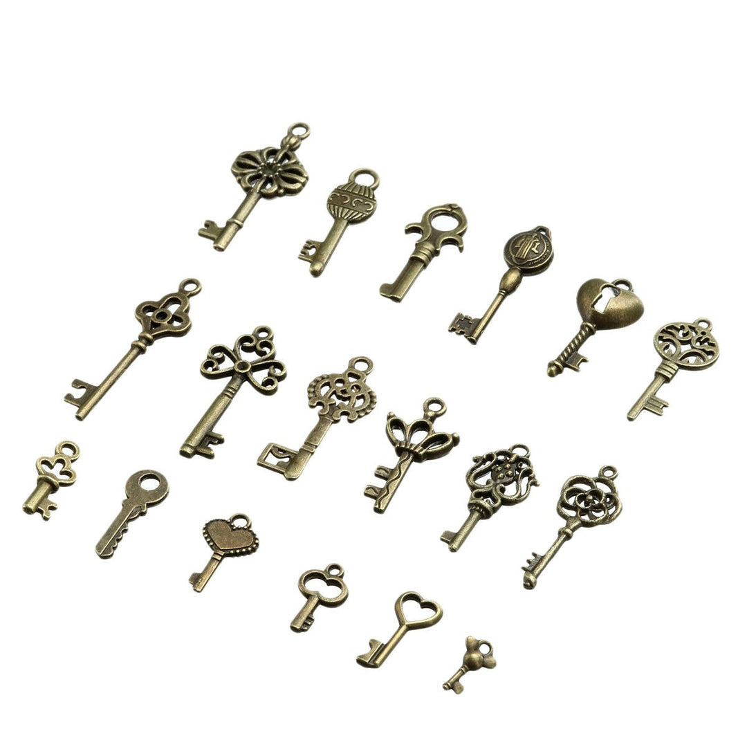 18Pcs Antique Bronze Key Retro Pendant Kit Necklace bracelet Anklet Decorations Image 2