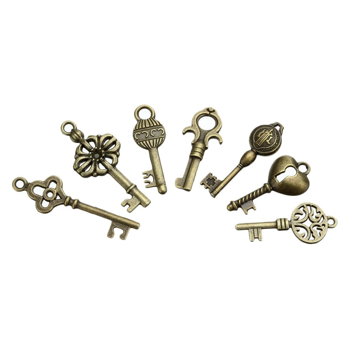 18Pcs Antique Bronze Key Retro Pendant Kit Necklace bracelet Anklet Decorations Image 4
