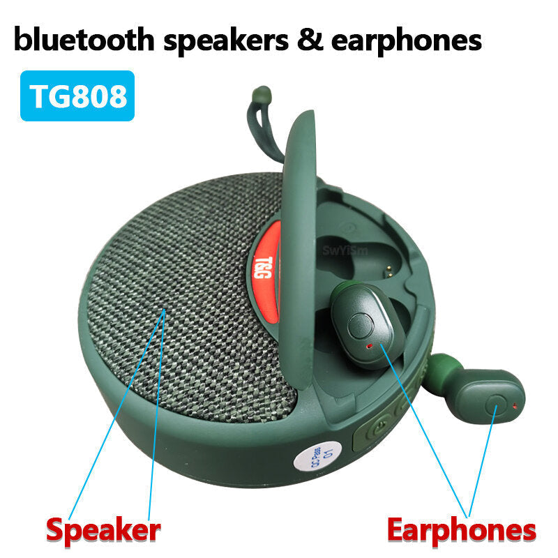 2 in 1 bluetooth Speaker + Headset Wireless 3D Stereo Subwoofer Music Sports In-Ear Earphone Speaker Support TF Card FM Image 2