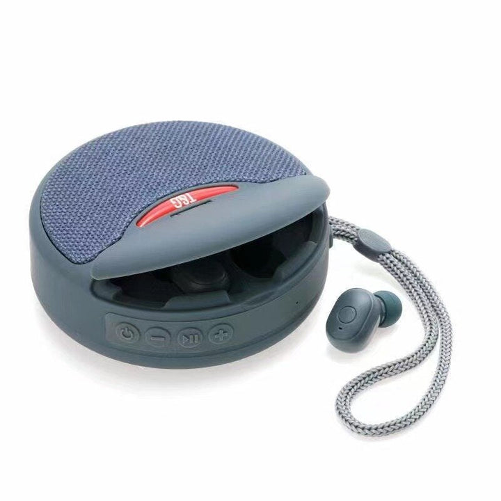 2 in 1 bluetooth Speaker + Headset Wireless 3D Stereo Subwoofer Music Sports In-Ear Earphone Speaker Support TF Card FM Image 1