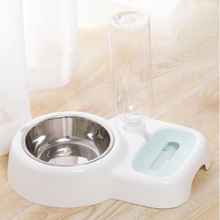 2 In 1 Pet Bowl 500ml Adjustable Drinking Fountain Dog Cat Food Feeder Image 1