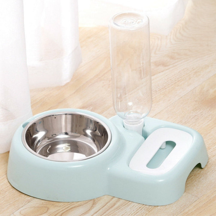 2 In 1 Pet Bowl 500ml Adjustable Drinking Fountain Dog Cat Food Feeder Image 1