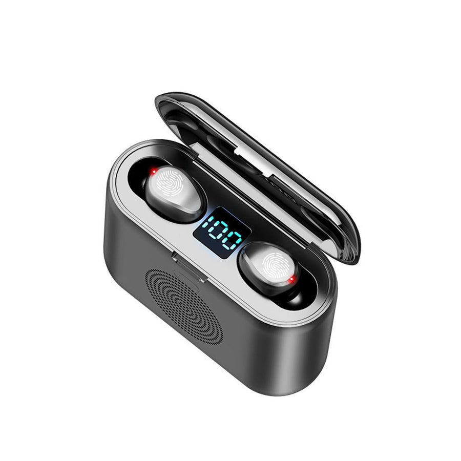 2 In 1 Mini Digital Display bluetooth 5.0 Headphones IPX7 Wireless Stereo Earphone with Speaker Charging Box Image 1