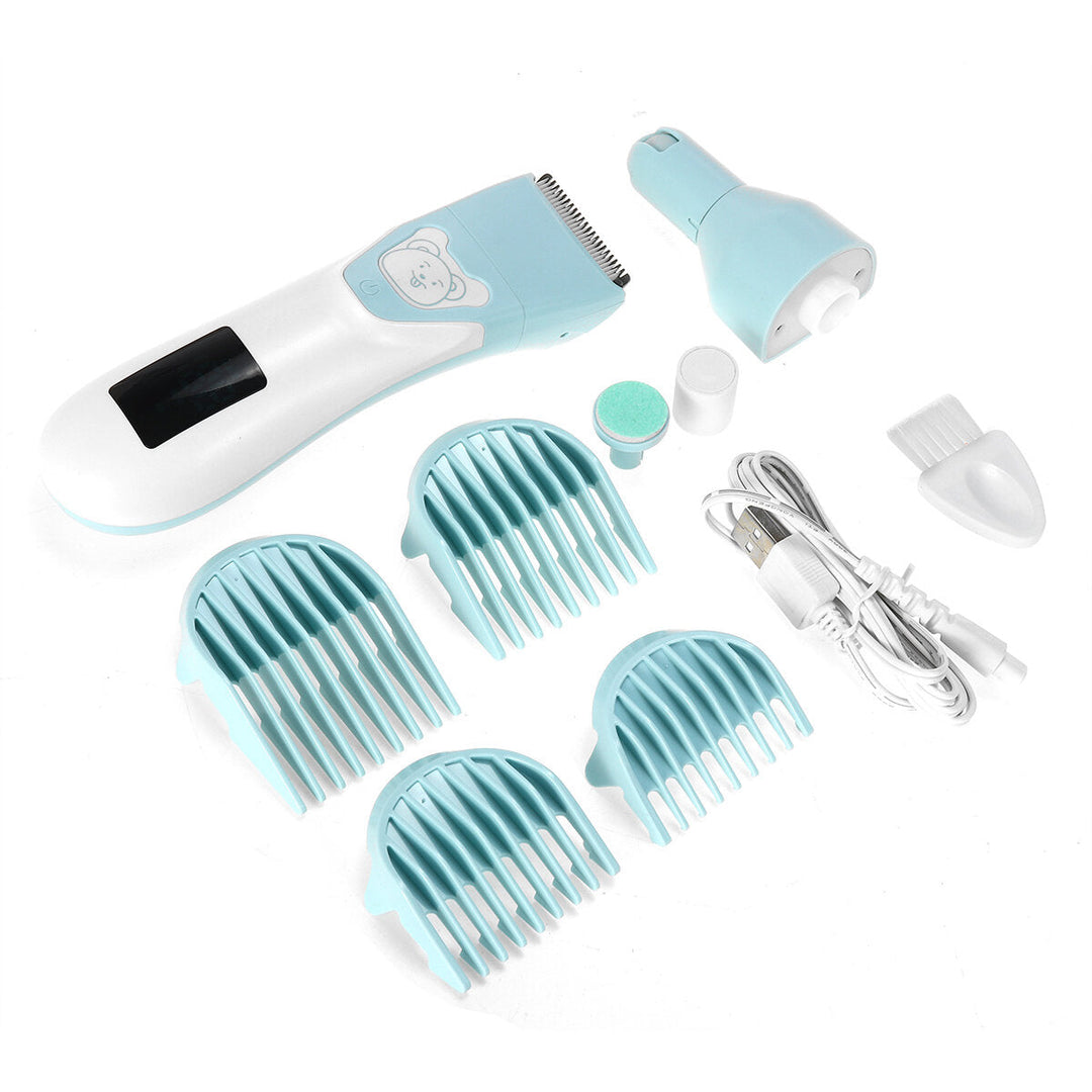 2 in 1 Washable Electric Baby Hair Trimmerand Nail Grinder Children LCD Haircut Machine Clipper Haircut Shaver Image 2
