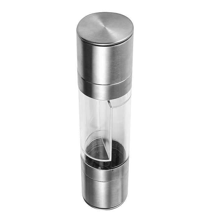 2 in 1 Premium Stainless Steel Glass Salt and Pepper Mill Grinder Kitchen Accessories Image 8