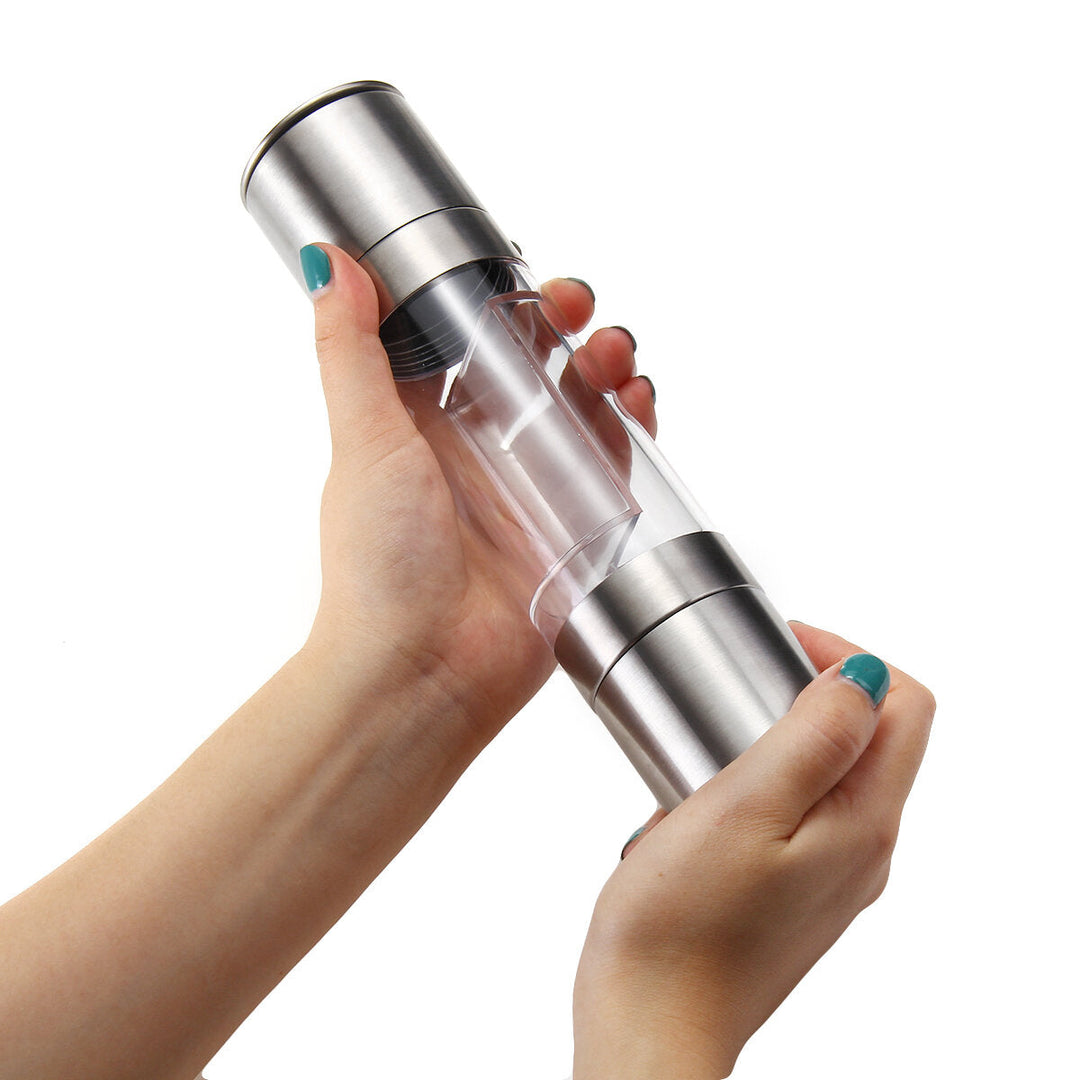 2 in 1 Premium Stainless Steel Glass Salt and Pepper Mill Grinder Kitchen Accessories Image 9