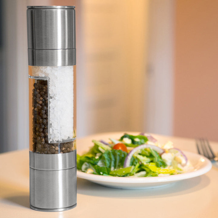 2 in 1 Premium Stainless Steel Glass Salt and Pepper Mill Grinder Kitchen Accessories Image 10
