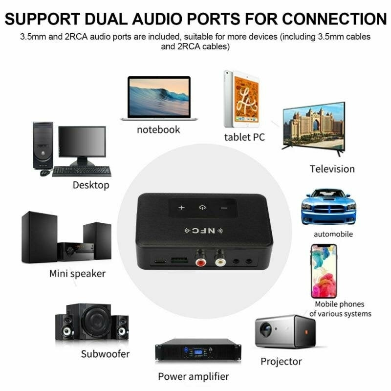 2 in 1 Wireless NFC bluetooth 5.0 Receiver Transmitter 3.5mm RCA USB Audio Adapter for TV PC And Car Speaker Image 6