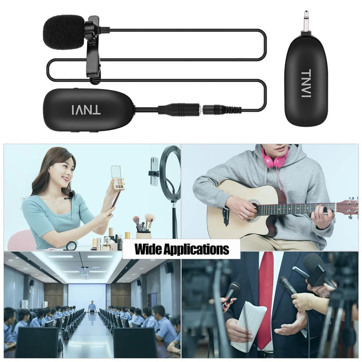 2.4G Wireless Microphone System with Rechargeable Transmitter Reveiver Lapel Lavalier for Smartphone Computer Image 3