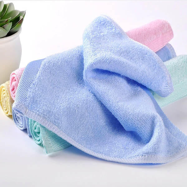 2525cm Bamboo Fiber Antibacterial Handkerchief Absorbent Soft Baby Face Towel Image 4